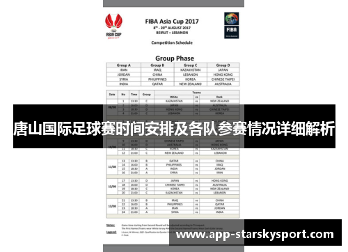 唐山国际足球赛时间安排及各队参赛情况详细解析
